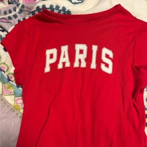Wild Fable Red Crop Top with Paris Print